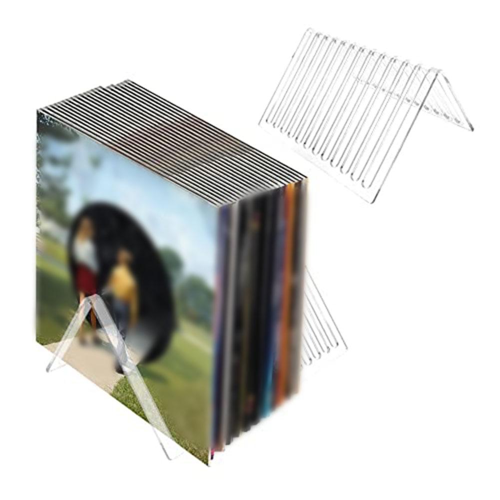 Compact Acrylic Vinyl Record Holder with 12 Slots for Desktop Transparent Organizer for Easy Viewing and Access
