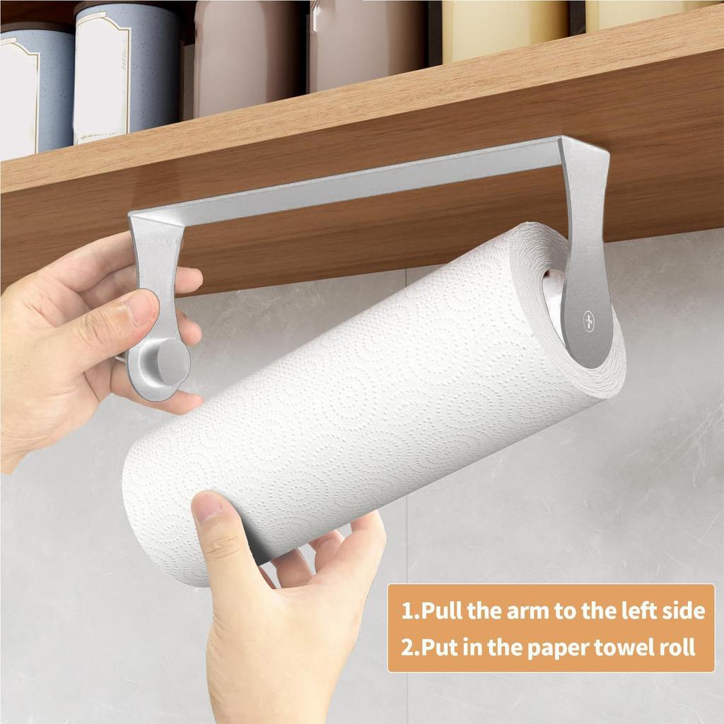 Paper Towel Holders Under Cabinet Dispenser Toilet Paper Roll Holder For Kitchen Bathroom Pantry Laundry Room Office Garage