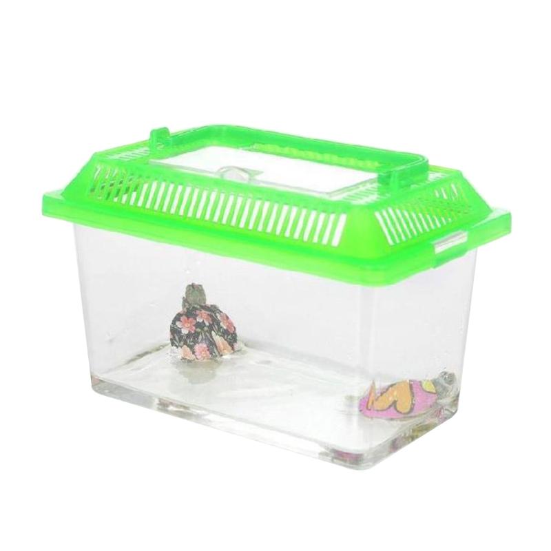Portable Handheld Plastic Fish Tank Transparent Cutout Design For Turtle Petfish