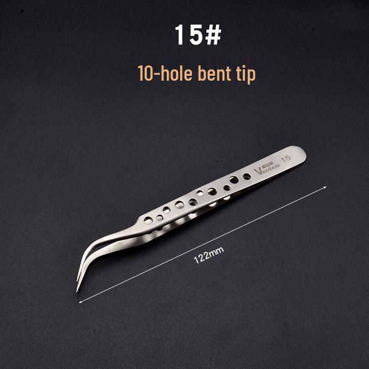 High-grade Stainless Steel Heat-Dissipating Tweezers with Holes for Circuit Board and Hair Nest Repairs