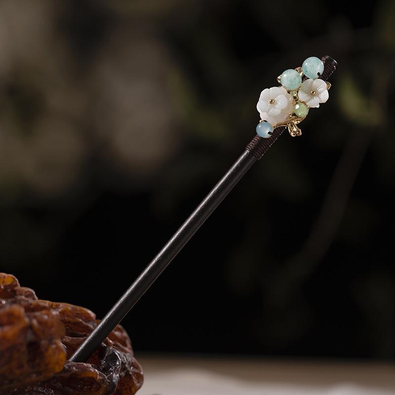 Ancient Style Ebony Imitation Wooden Tassel Hairpin - Hanfu Accessory for Women