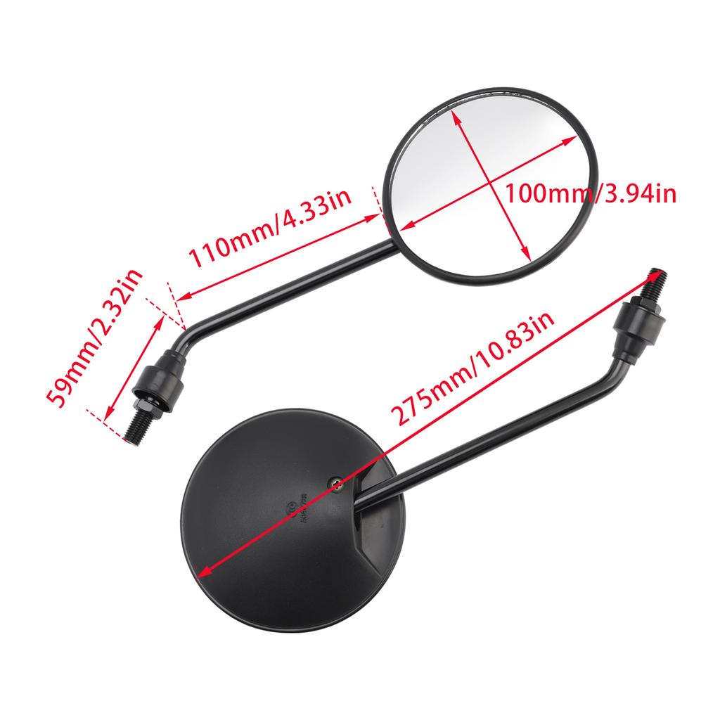 Black 10mm Rearview Mirror Set For Honda XL600V XL650V XL700V Transalp 1994-2010
