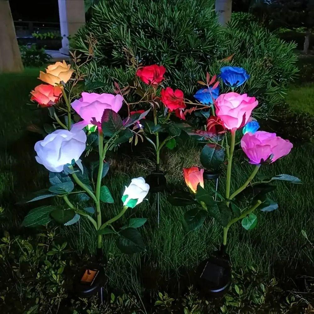 Waterproof Rose LED Solar Light Simulation Flower Solar Flower Lamp Patio