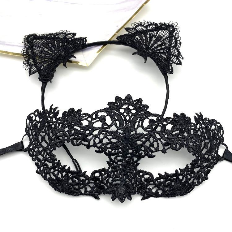 Kostüm-Stirnbandmaske mit schwarzem Spitzenmaterial für Halloween-Partys und Cosplay-Veranstaltungen