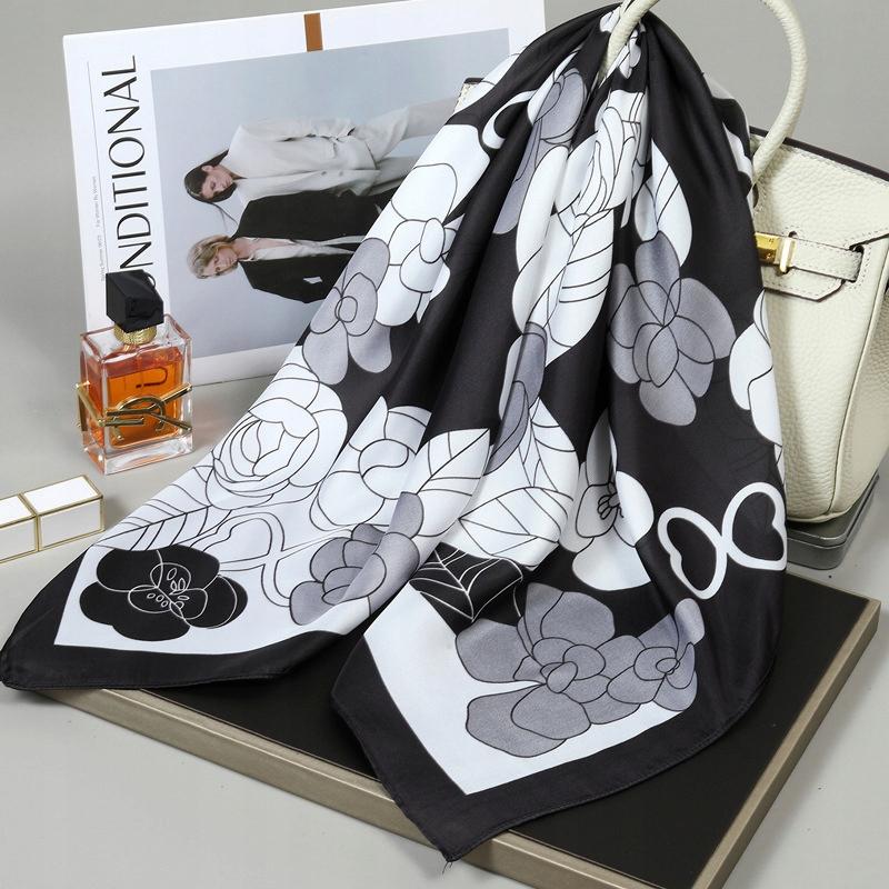 Scarf with print, women' synthetic silk, gift scarf, 70x70