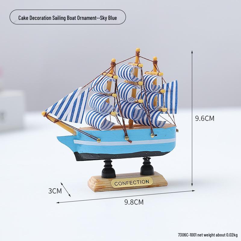 Wooden Pirate Ship Model: Small Boat Ornament for Office or Room Decoration