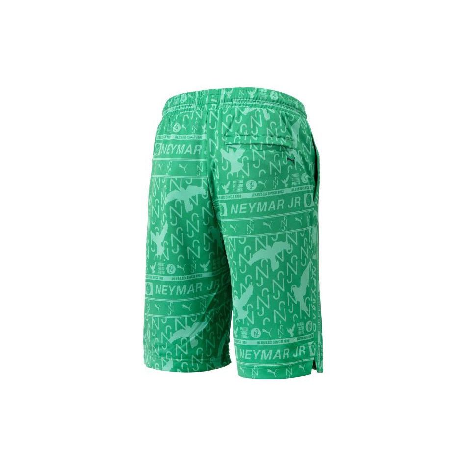 Puma X Njr Series All Over Print Elastic Waist Straight Leg Casual Shorts Men Shorts Green 535731-82