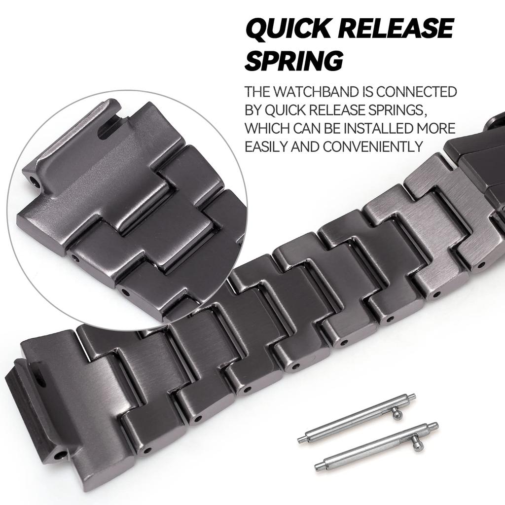 Korlexchi GM-2100 Metal Bracelet 316 Stainless Steel Quick-Release Watch Band Strap for Casio G-Shock GA-2100 GA-2110 Dark Silver 22mm
