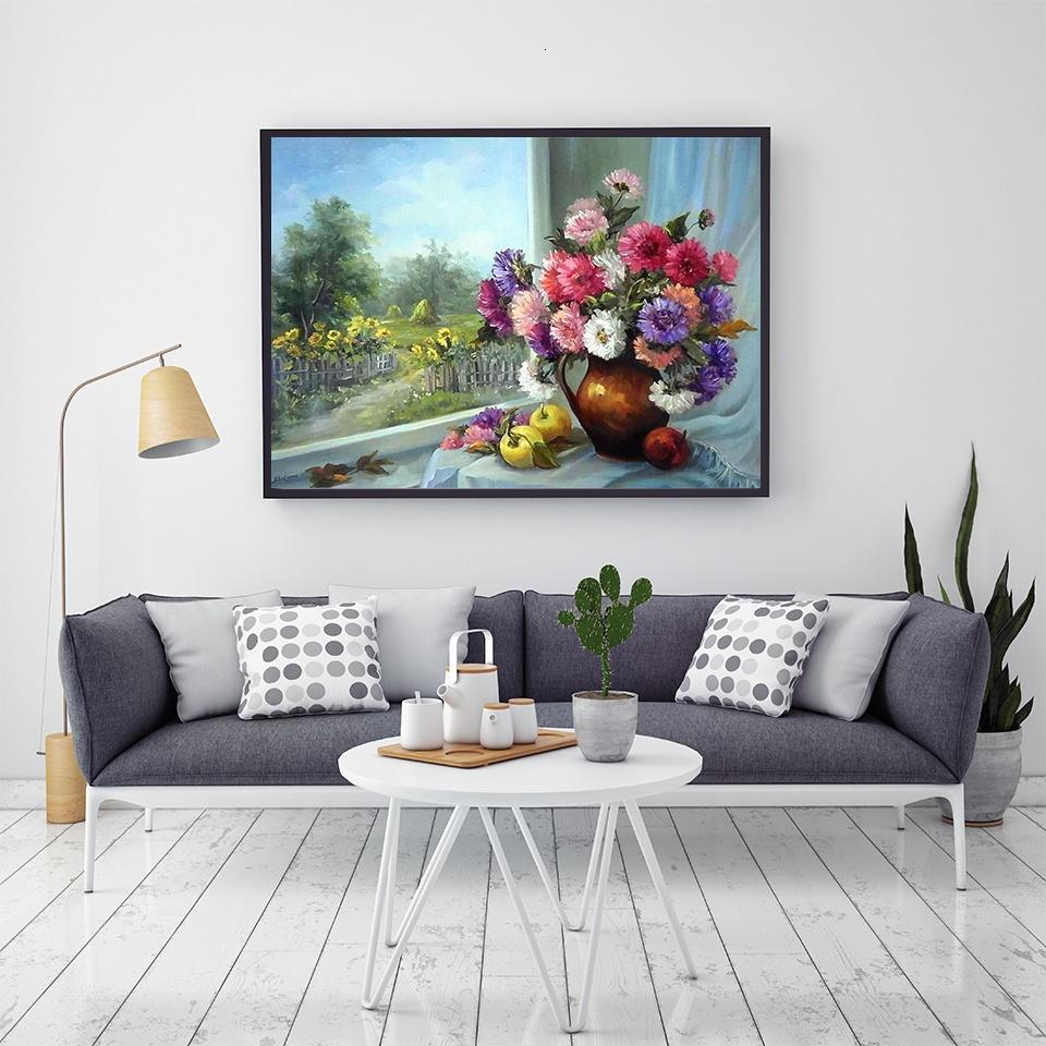 5D Diamond Painting Flowers DIY Wall Art Picture of Rhinestones Vase Diamond Embroidery Mosaic Decoration