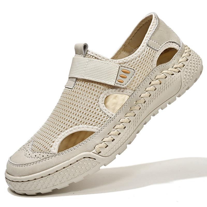 

Large size 46 men s low-top summer new bag head handmade mesh breathable youth elastic sandals 46