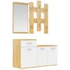Entryway Set 3 In 1 with Wall Coat Rack, Mirror and Shoe Cabinet with Bench In Wood