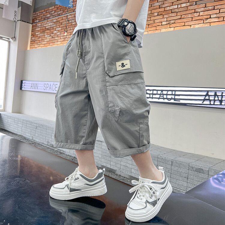 

Boys 2024 Summer Thin Mid-Length Loose Cargo Pants 140 cm