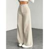 Women's Mid Waist Corduroy Wide Leg Pants Casual Straight Leg Trousers