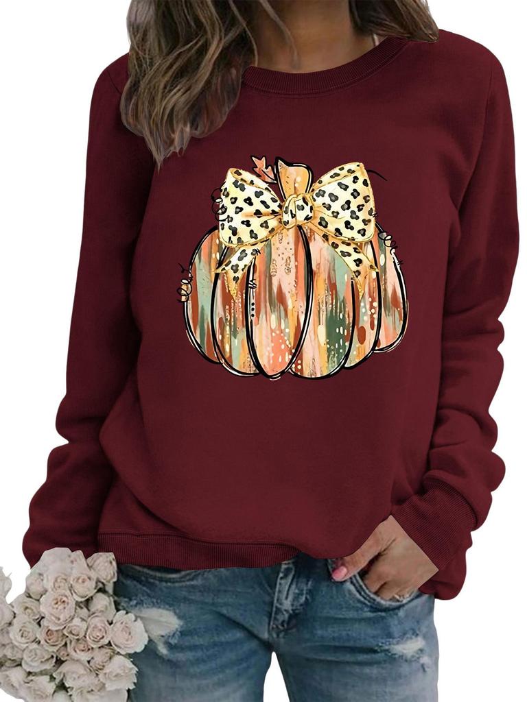 European Fashion Leopard Print Bow Long Sleeve Women's Hoodie