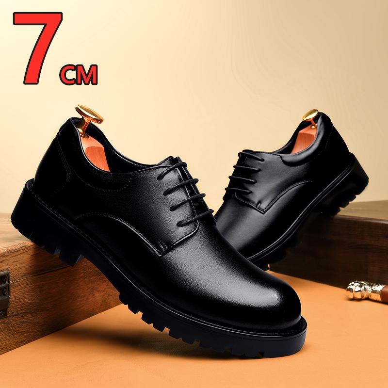 High Quality Cow Leather Platform High Heel Flat/7CM Height Increase Men Leather Shoe Oxford Dress Elevator Shoes Formal Wedding