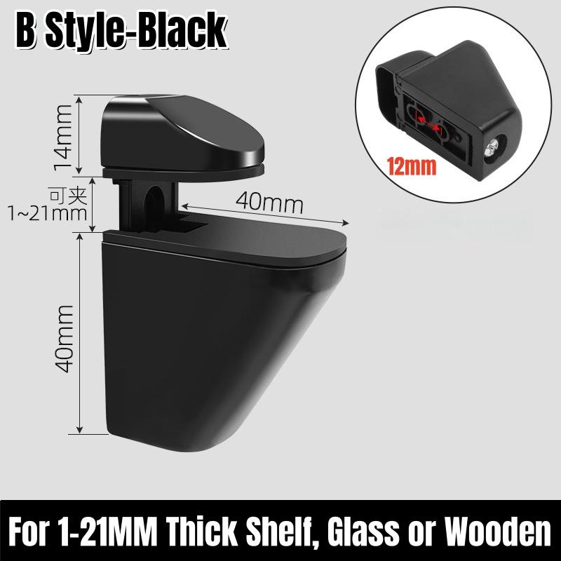 2pcs Adjustable Wood/Glass Shelf Support Clips Zinc Alloy Shelves Brackets with Anti-Slip Pads, Partition Clamps for Bathroom