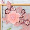 Heavy Industry Pink Beaded Sequins Three-Dimensional Flower Clothing Lace Evening Dress Dance Clothing Decorative Decal Fabric Stickers Accessories