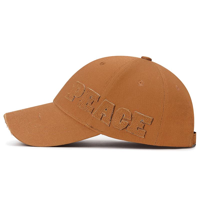 Korean Style Ripped Edge Baseball Cap with Patch Letters - Versatile Duckbill Hat for Women