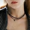 pearlymore three-line leather choker necklace_PM24N016WT