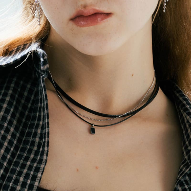 pearlymore three-line leather choker necklace_PM24N016WT