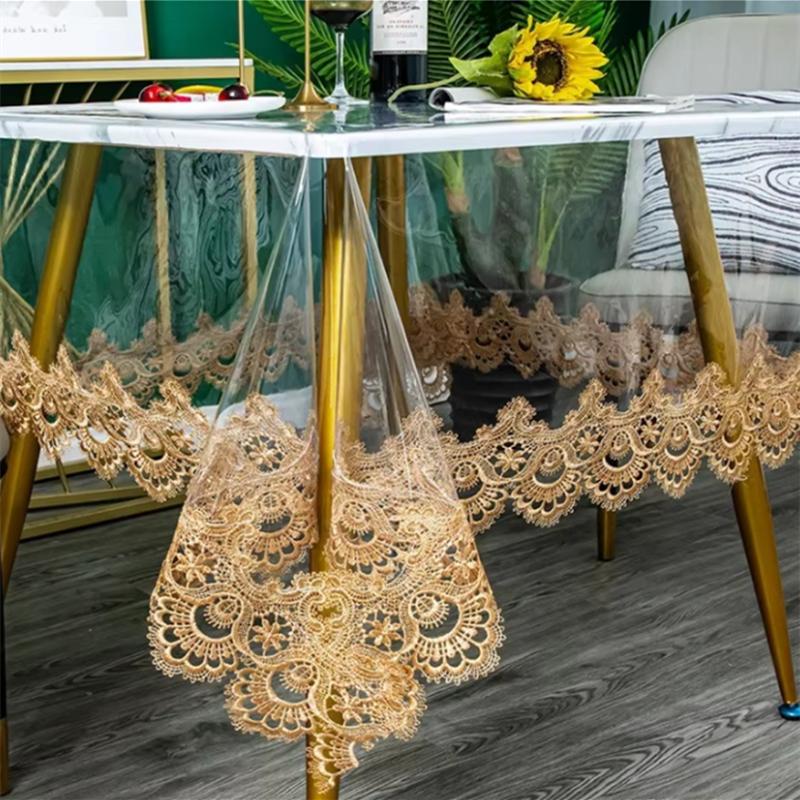 

Скатертина мереживна в різних стилях ПВХ Водонепроникна та Маслостійка М яке Скло Скатертина на обідній стіл Передова Антиковзаюча Накладка на кавовий столик Багатоцільовий Пилозахисний Килимок Для Домашнього Використання 150x250cm