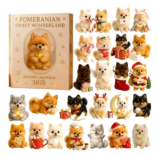 Yousheng Pomeranian Sweet Wonderland Advent Calendar 2025 24 Days Christmas Countdown Calendar Holiday Dog Decor