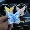 Luxury Butterfly Flower Car Air Freshener Vent Clip - Elegant Stone Aroma Diffuser for Women's Car Interior