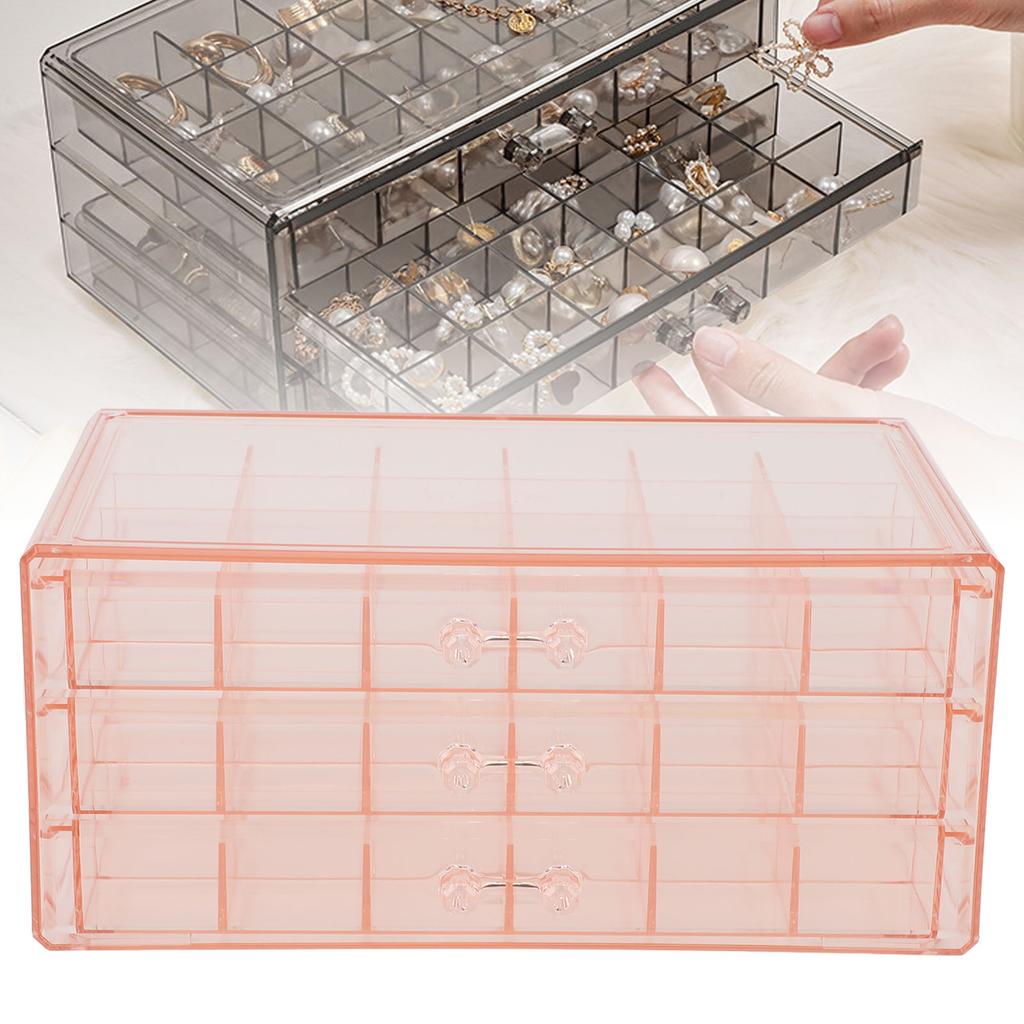 Jewelry Box 3 Layer 72 Cells Antioxidant Acrylic Clear Jewelry   for Earring Necklace