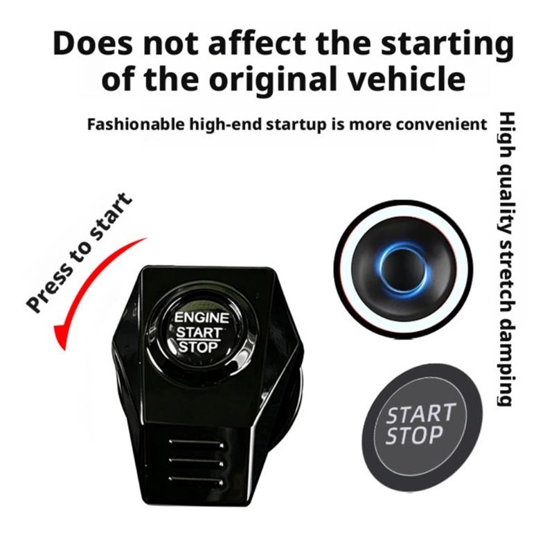 Engine Start Stop Button Cover Metal Interior Accent, Stick On Trim Frame for a Finished Dashboard Style in Cars