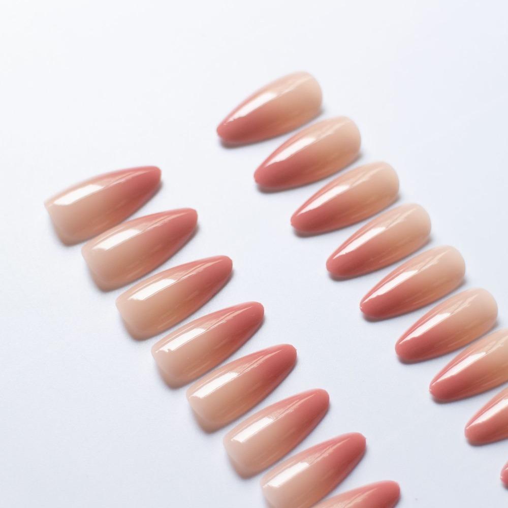 Pointed Head French Fake Nails Wearable Manicure Press On Nails Waterproof Almond False Nail  Women