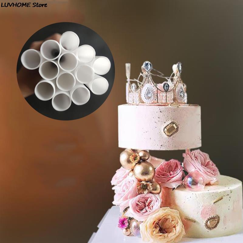 Neue 10 Stück 21cm/24cm/30cm Kuchenstäbe Weiße Kunststoff-Kuchenstützstangen Runde Stäbe Strohhalme Wiederverwendbar