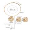 Copper Petal Earrings Necklace Suit Pearl Pendant Women Jewelry Suit Sweet Flower Jewelry Set  Gift
