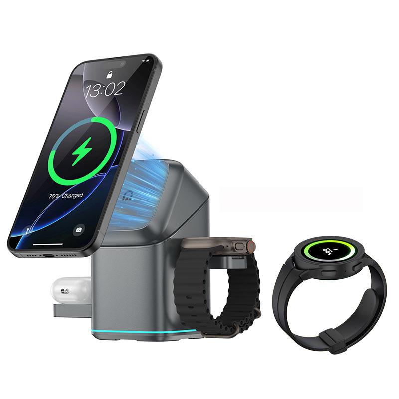 Qi2 Certified 3-in-1 MagSafe Wireless Charger for Apple & Samsung Phones & Watches