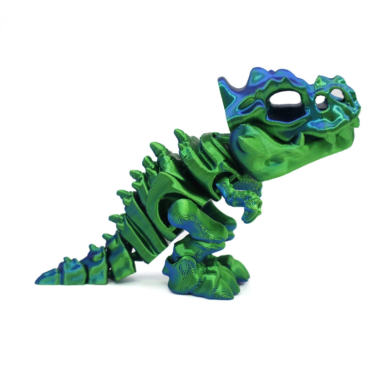3D Printed Dragon Playthings Figurines Adornment Fidget Toy Rotatable Tyrannosaurus Rex Skeleton Dinosaur Miniatures зелёный