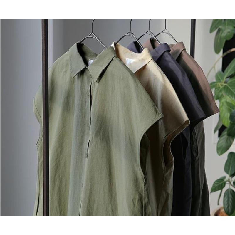 Women's Loose Fitting Pullover Short Sleeved Cotton and Linen Dress