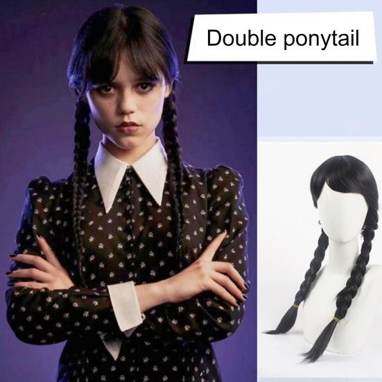 

Парик для косплея, имитация, длинные черные волосы с завивкой, гладкие, полностью заплетенные в косички, без завязок, с
