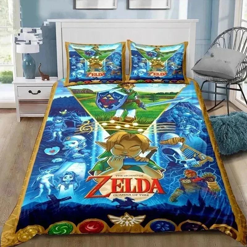 3D Cartoon Zeldas Series Bedding Set Duvet Cover Bed Set Quilt Cover Pillowcase Comforter King Queen Size Boys Adult Bedding Set