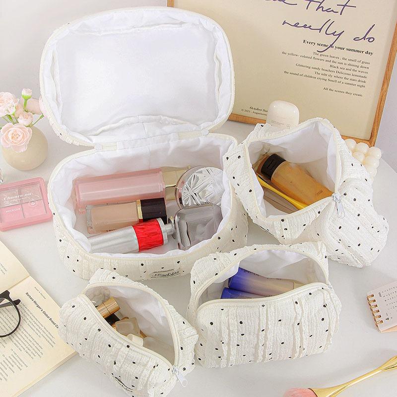 Quilted Dot Makeup Bag for Women Girl Small Large Lipstick Brush Cosmetic Pouch Case Portable Mini Wallet Coin Purse Bags