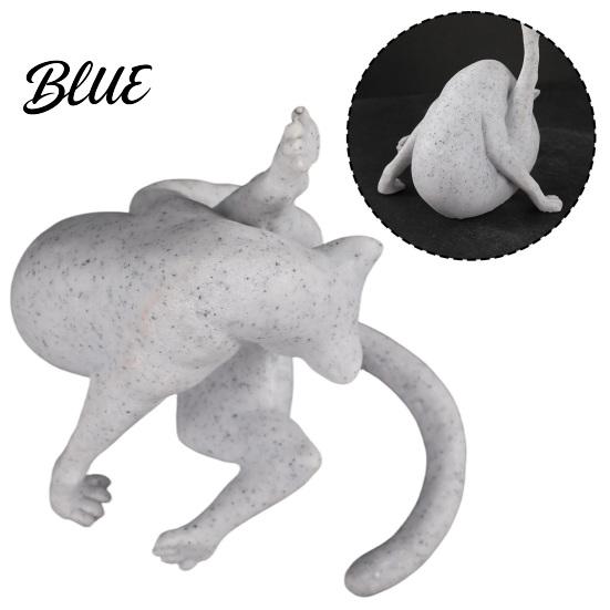 Playful Cat Resin Figure Licking Butt Figurine Funny Statue Collectible Whimsical Kitty Ornament for Shelf Desk Decor Gift Lovers Housewarming