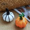Hand Blown Glass Pumpkin Figurine, Mini Halloween Thanksgiving Pumpkin Statue, Faux Crystal Pumpkin Ornament for Fall Harvest