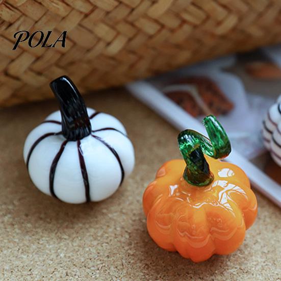 Hand Blown Glass Pumpkin Figurine, Mini Halloween Thanksgiving Pumpkin Statue, Faux Crystal Pumpkin Ornament for Fall Harvest