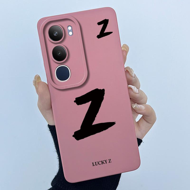 For Vivo Y19s V2149 Cover Case Lucky Initial Letter Couple Silicone Soft Matte Phone Bumper for Vivo Y19s 4G Y29 5G Casing