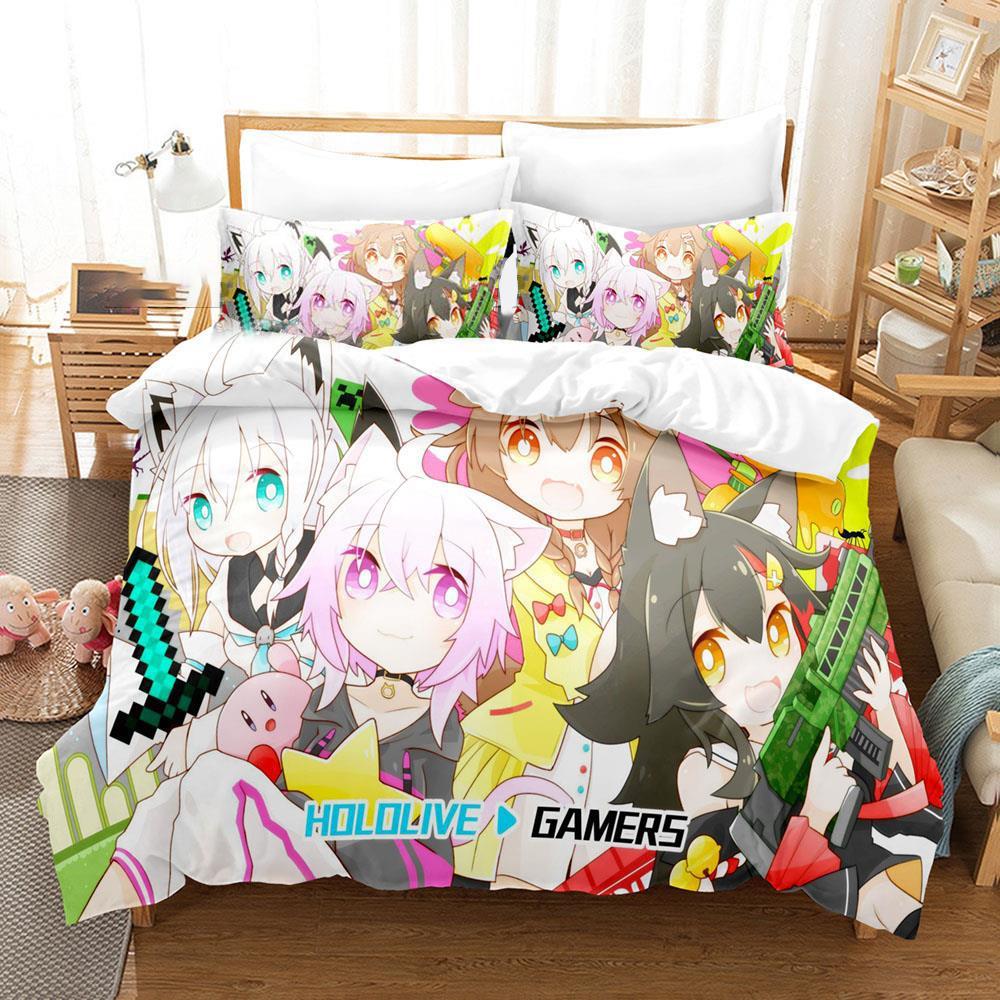 

3D Anime Nekomata Okayu Bedding Set Twin Queen Size Duvet Cover Pillowcase for Boys Girls Kids Adult Home Textiles EU Twin 135x200cm