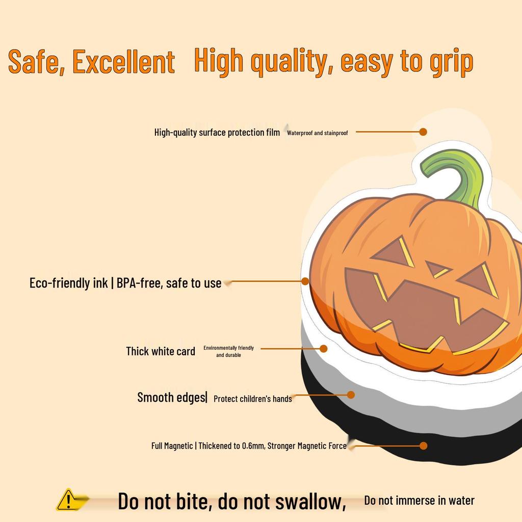 20-Piece Halloween Pumpkin Ghost Cartoon Magnetic Refrigerator Stickers - Waterproof Decoration