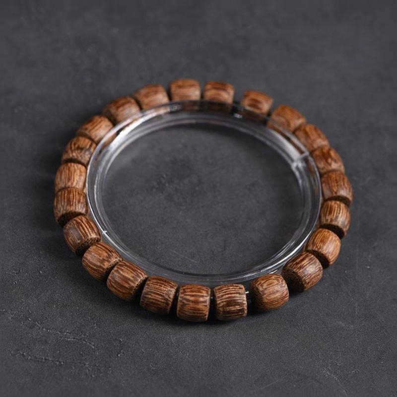 Agarwood Beaded Mala Bracelet Natural Handcrafted Smooth Wooden Wristband Adjustable Unisex Jewelry for Men Women Prayer Gifting