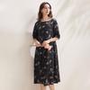 Zhaojun Women's Mulberry Silk Ink Print Midi Dress
