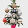 8cm 3D Silk Thread Christmas Ornaments - Set of 9 Foam Balls