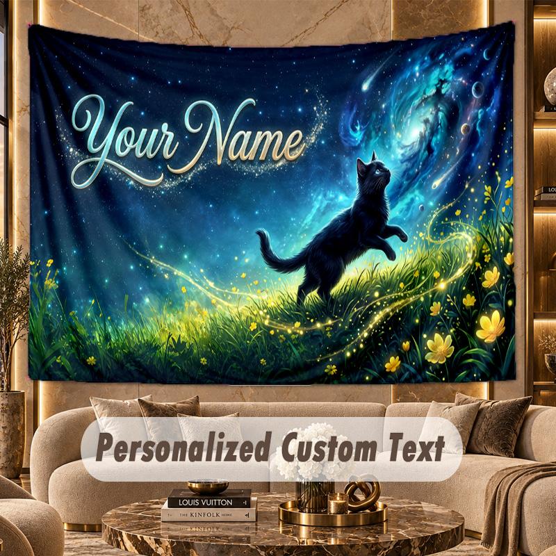 Space Cosmic (185) Theme Personalized Tapestry Custom Name Text Wall Hanging Tapestry Home Background Decoration