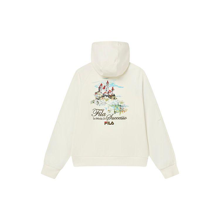 Fila Fleur De Lis Embroidered Casual Hoodie Women Hoodies Cloud-White F11W248215FWT
