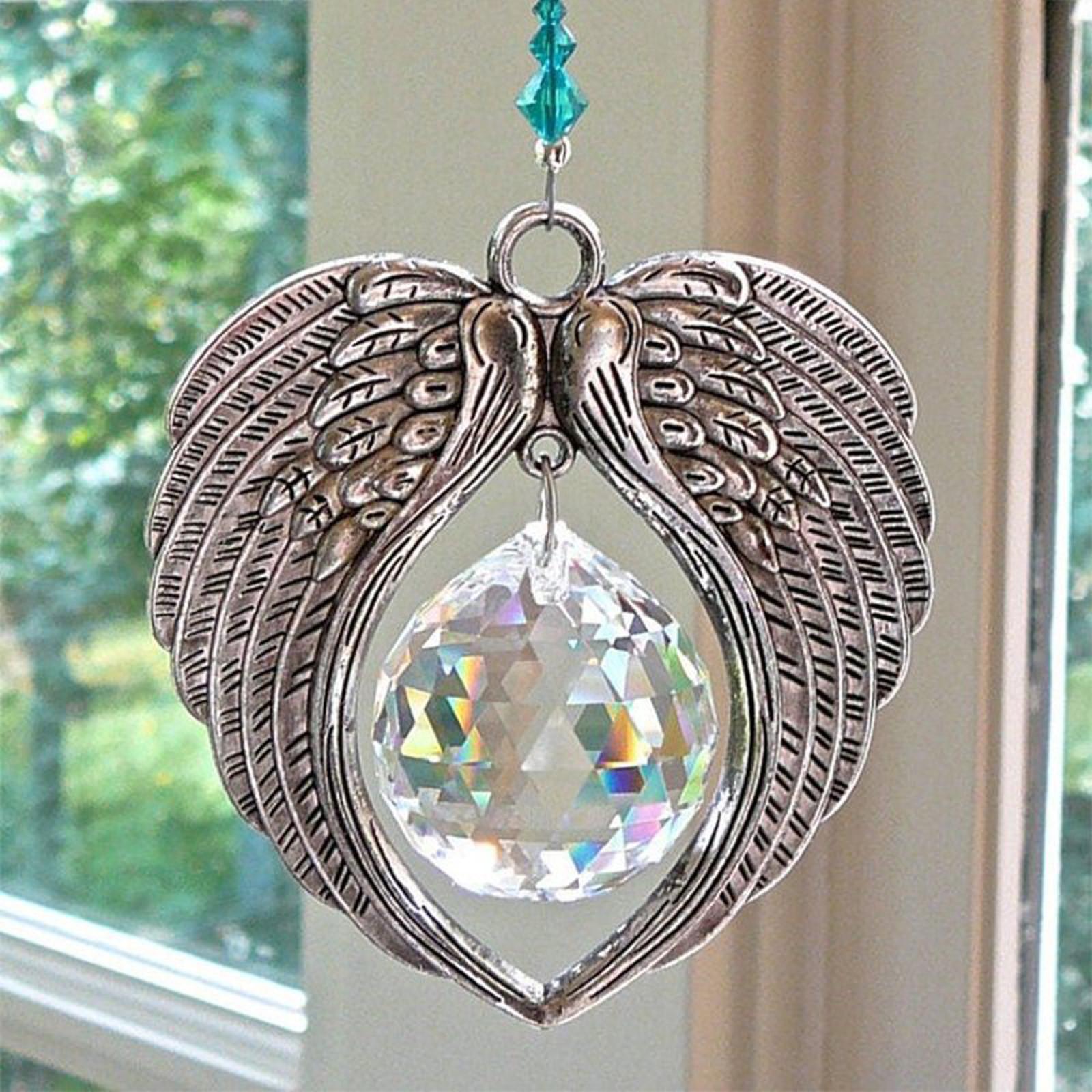 

Оловянный ангельский хрустальный кулон, ожерелье с кристаллами и каплями воды, натуральный камень для домашнего декора, колокольчик ветра 7*7*7 cm синий